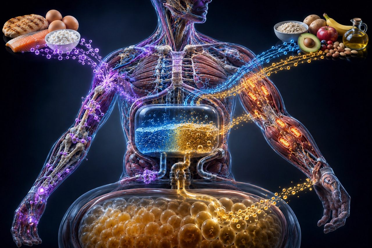 Protein builds the machine. Carb and fat fill the tanks.